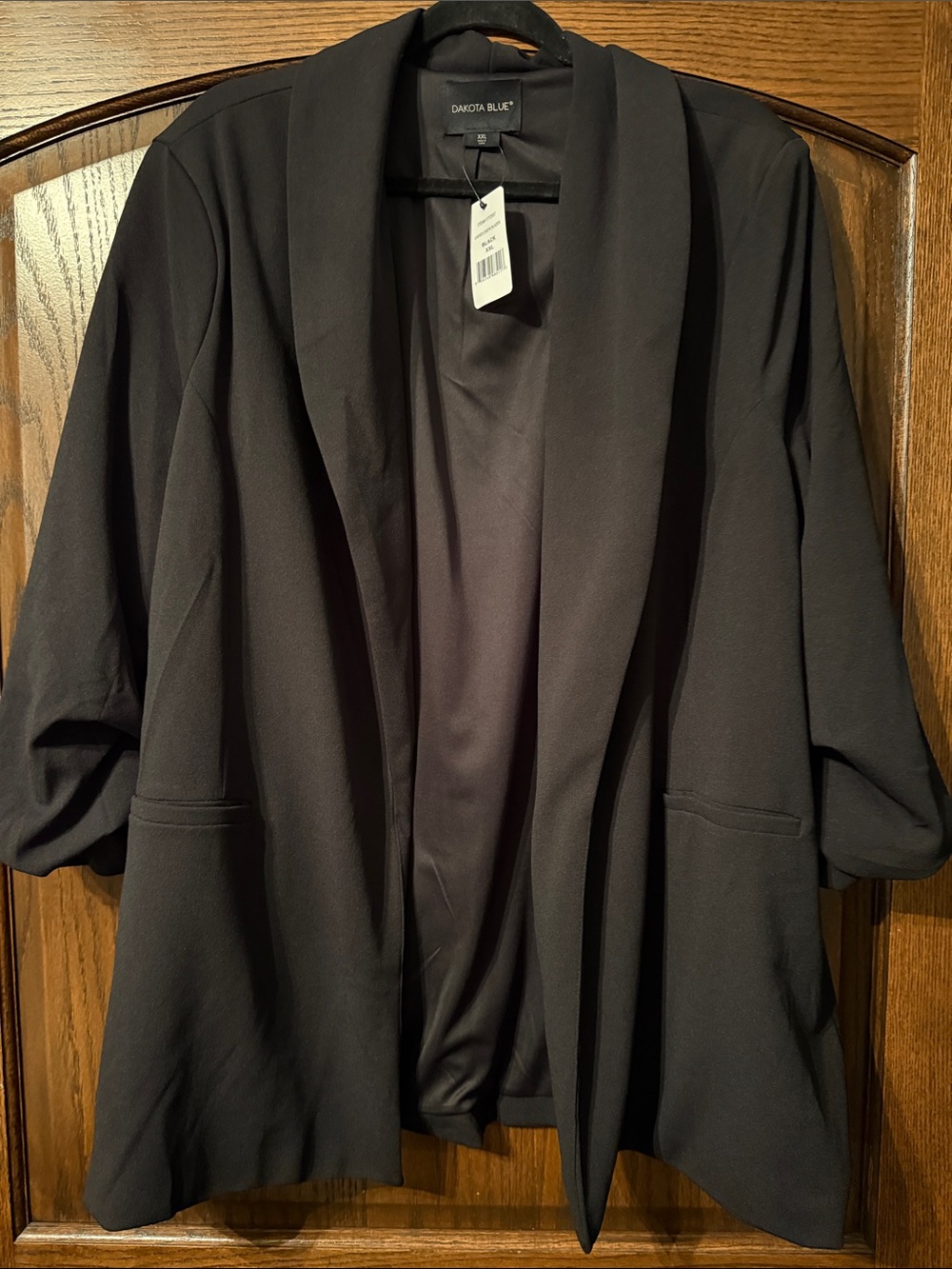 Dakota Blue Open-Front Black Shawl Collar Blazer